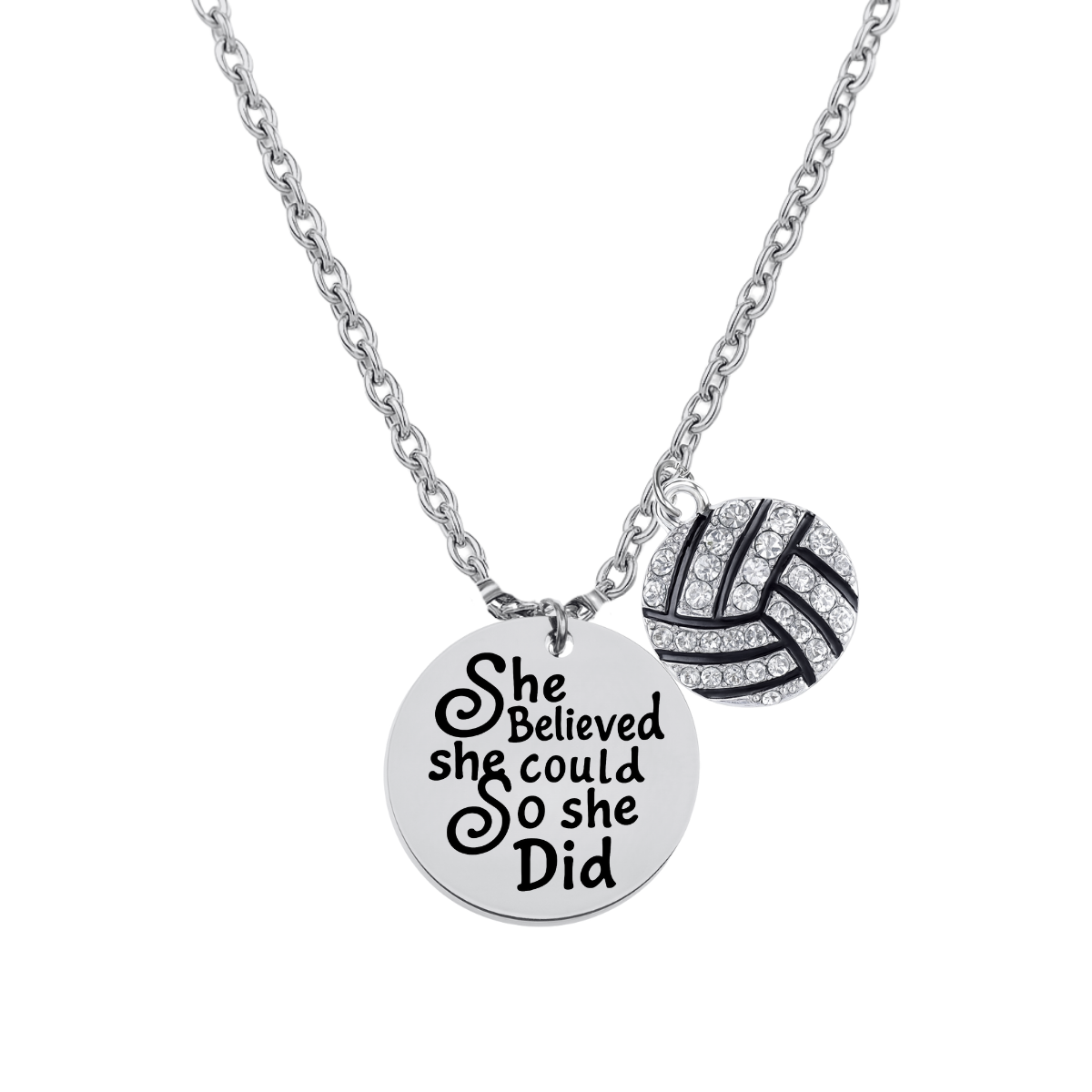 Volleyball She Believed She Could So She Did Necklace - Pick Charm
