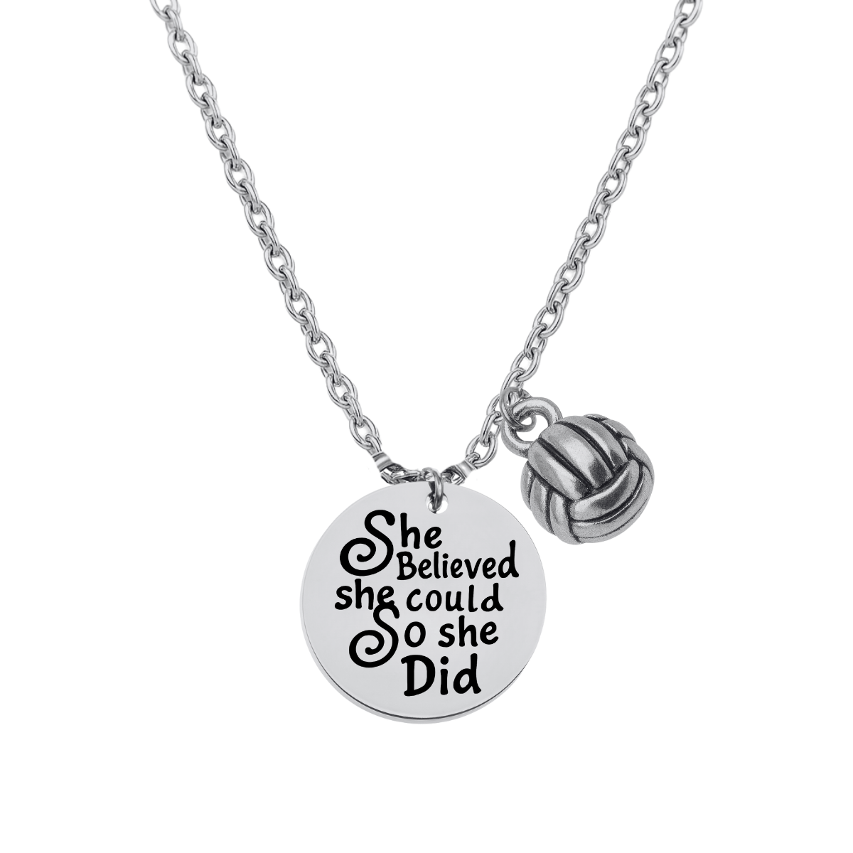 Volleyball She Believed She Could So She Did Necklace - Pick Charm