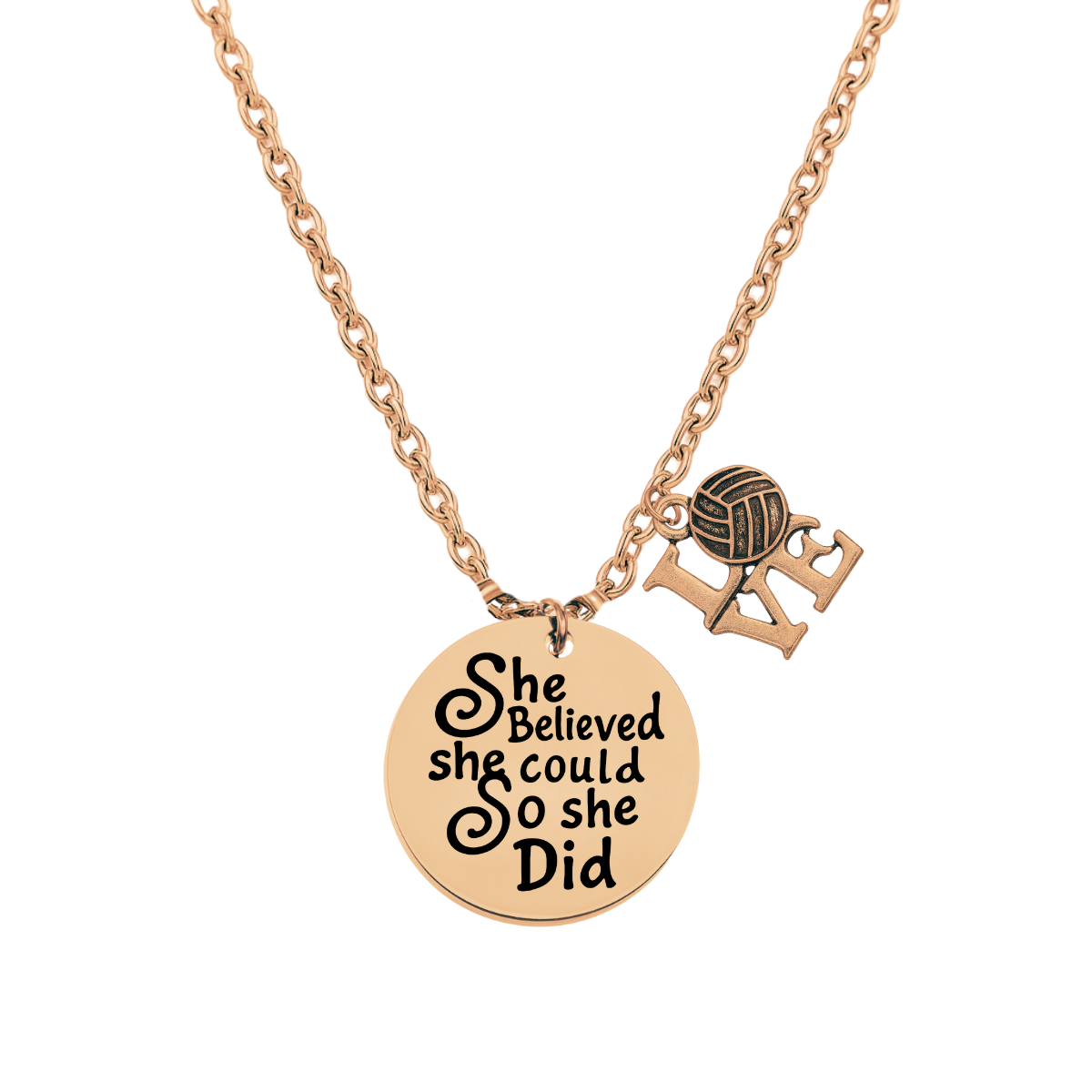 Volleyball She Believed She Could So She Did Necklace - Pick Charm