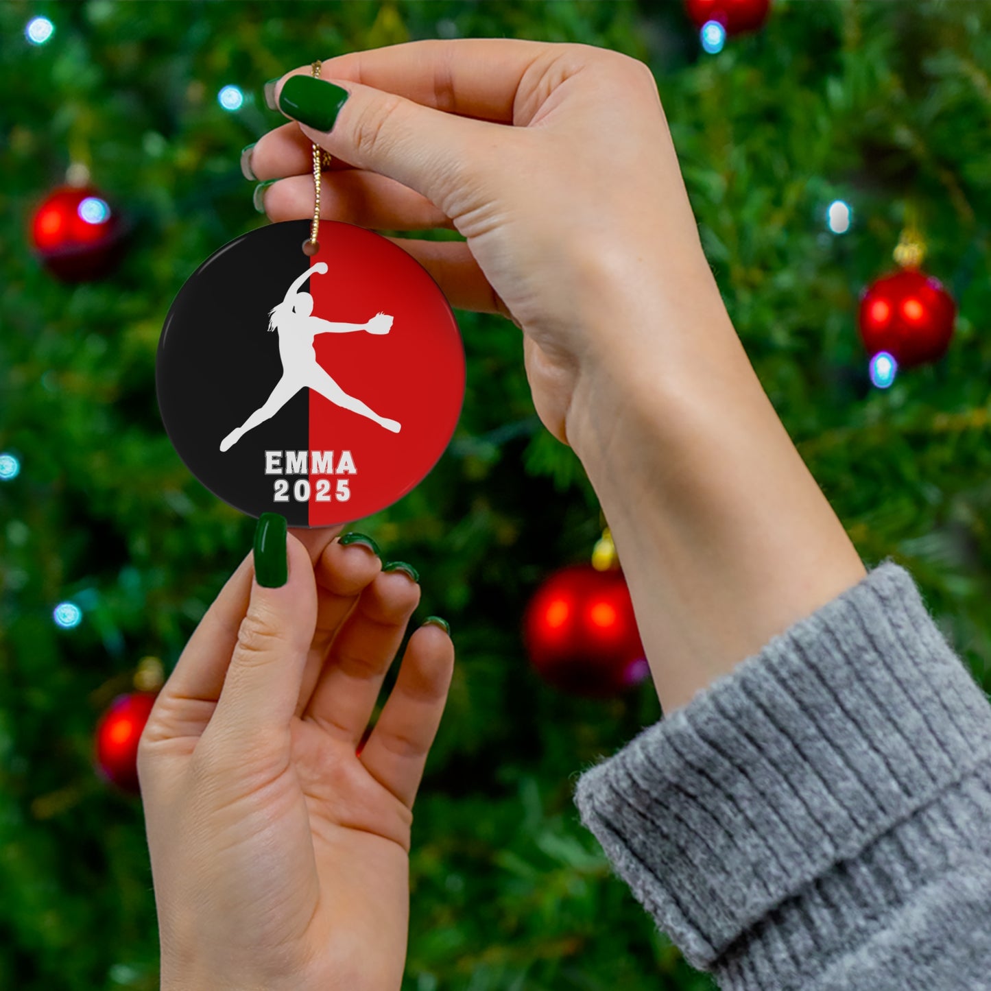 Personalized Softball Pitcher Christmas Ornament