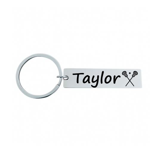 Personalized Engraved Lacrosse Keychain