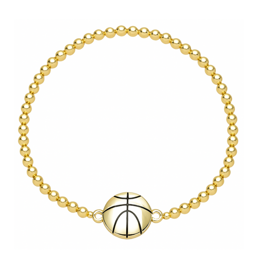 basketball 14k Gold Beaded Bracelet for women teens girls, basketball gift