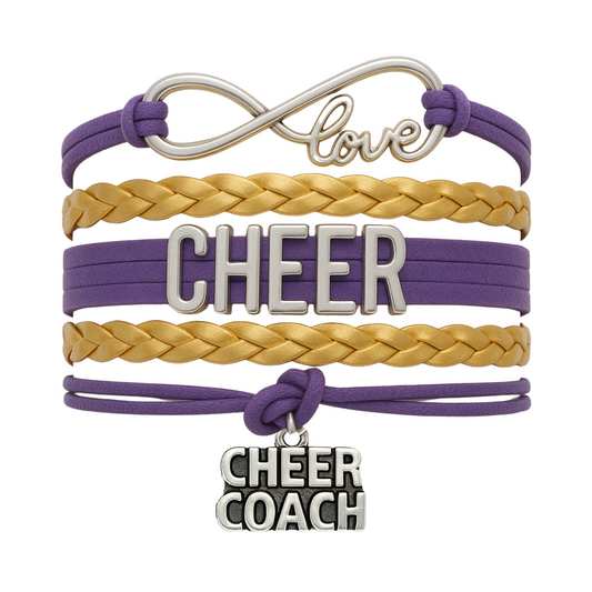 Cheer Coach Infinity Bracelet - Pick Colors & Charms