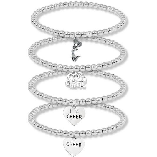 Silver Cheer Beaded Charm Bracelet