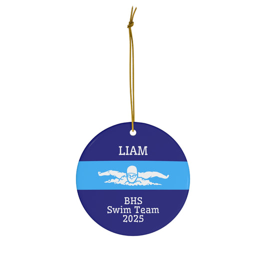 Swimmer Ornament, 2025 Personalized Boys Swimmer Christmas Ornament, Funny Ceramic Tree Ornament, Gift for Dad, Husband, Friend