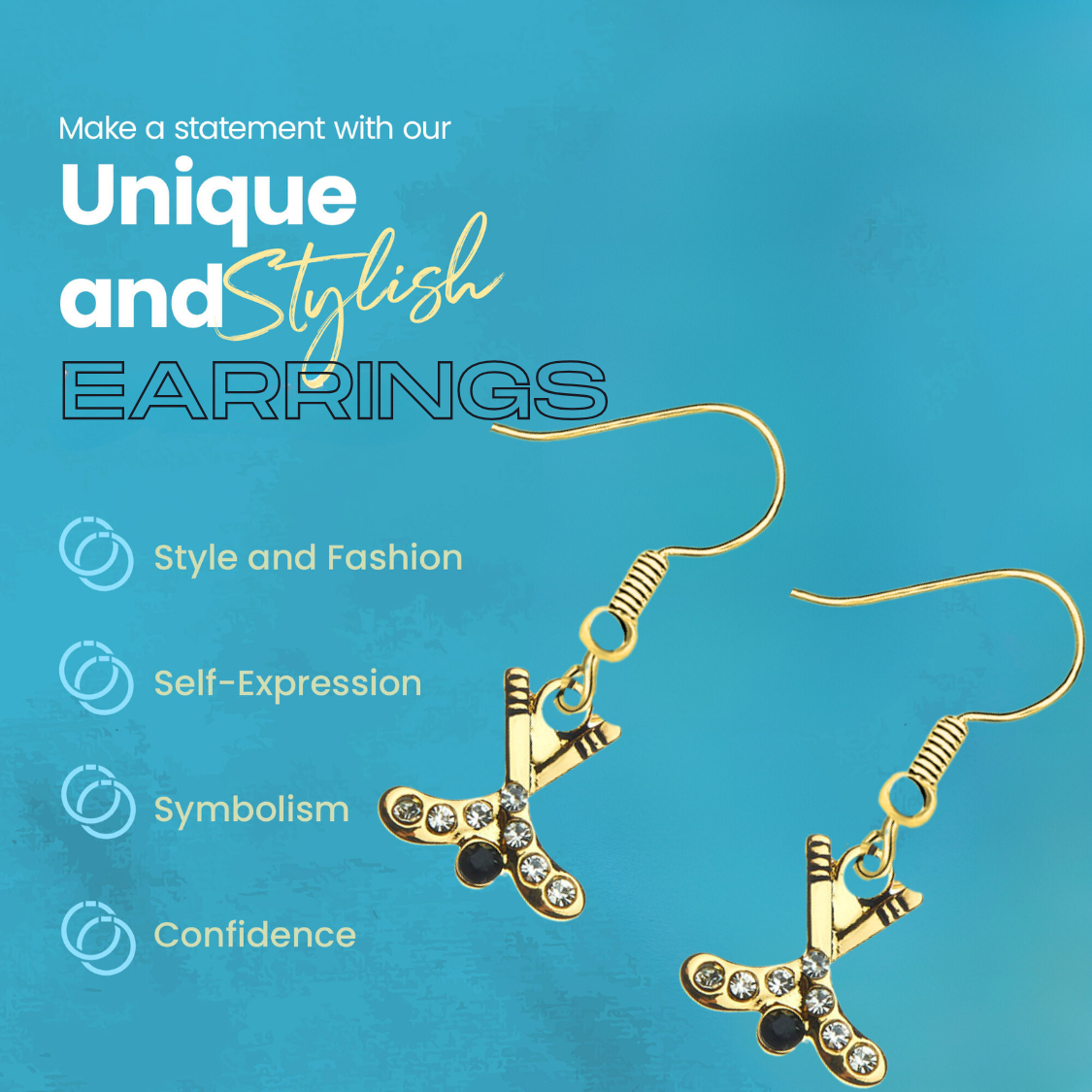 Ice Hockey Rhinestone Stick Earrings