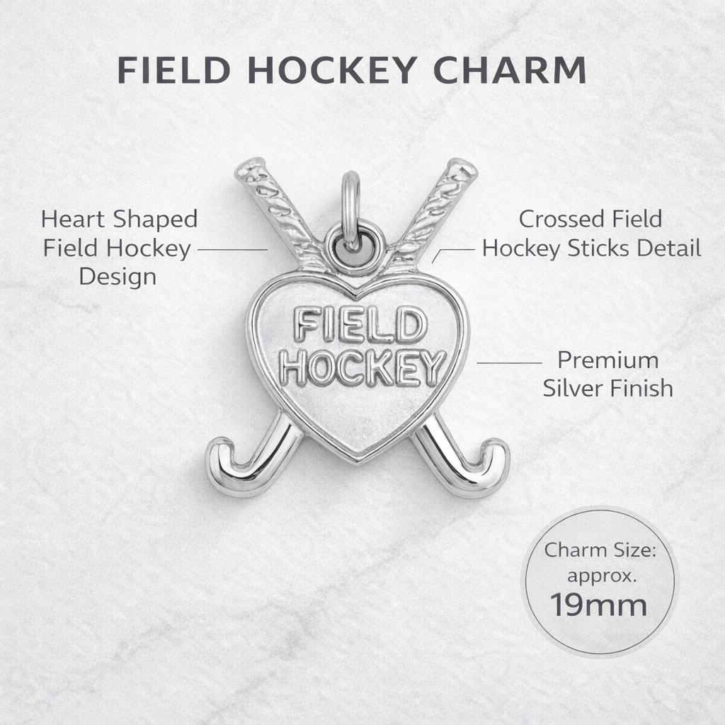 Field Hockey Heart Crossed Stick Charm