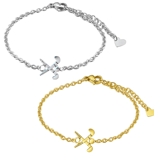 Field Hockey Charm Chain Bracelet
