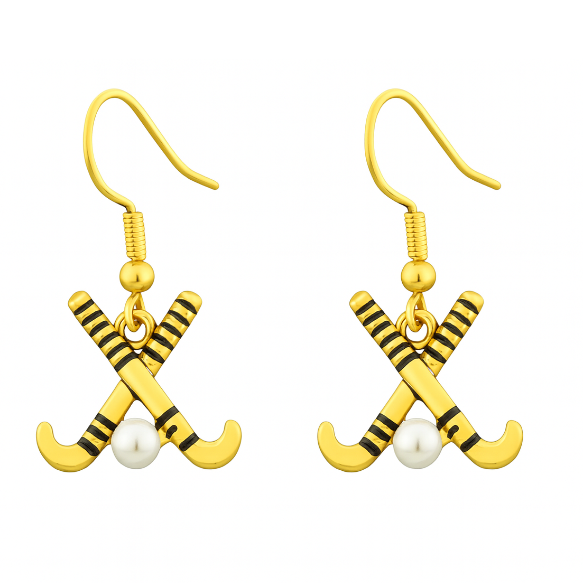 Field Hockey Pearl Stick Earrings