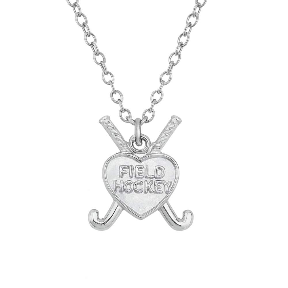 Field Hockey Heart & Sticks Necklace