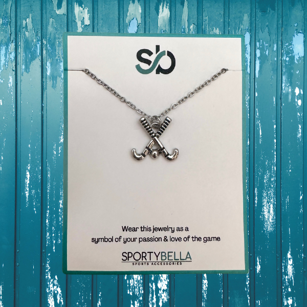 Set of silver, gold, and rose gold field hockey charm necklaces – great team gifts for players or coaches