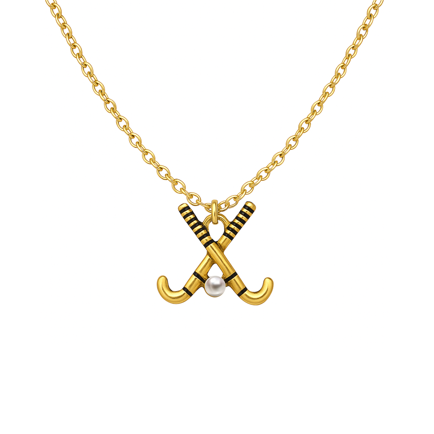 Field Hockey Sticks Pearl Necklace