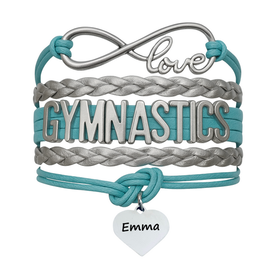 Personalized Engraved Gymnastics Infinity Bracelet- Pick Color