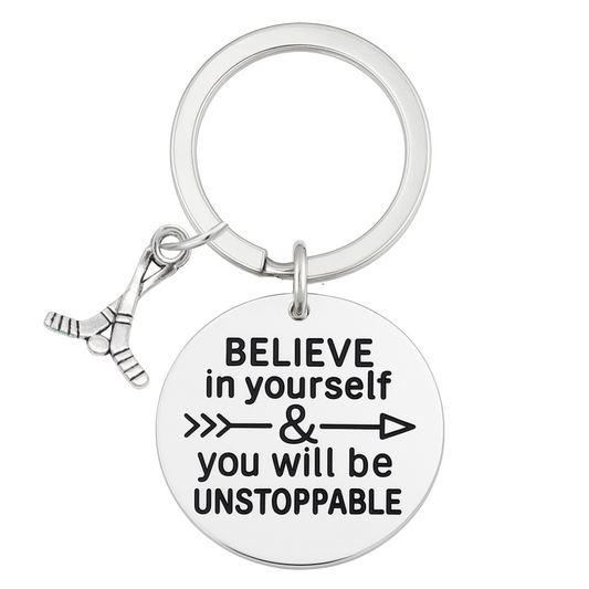 Ice Hockey Keychain with Inspirational Charms