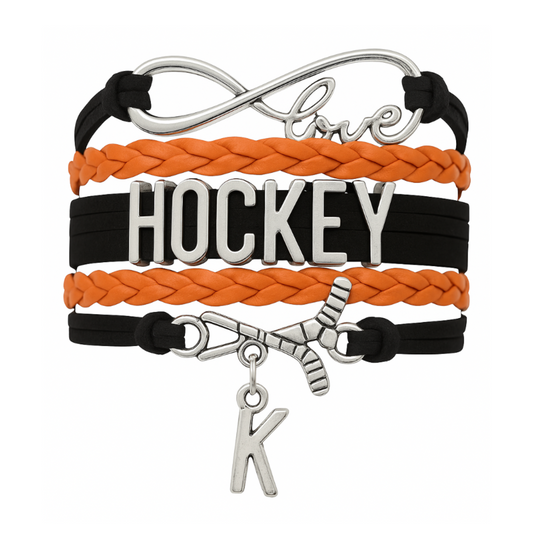 Hockey Initial Charm Bracelet - Pick Color