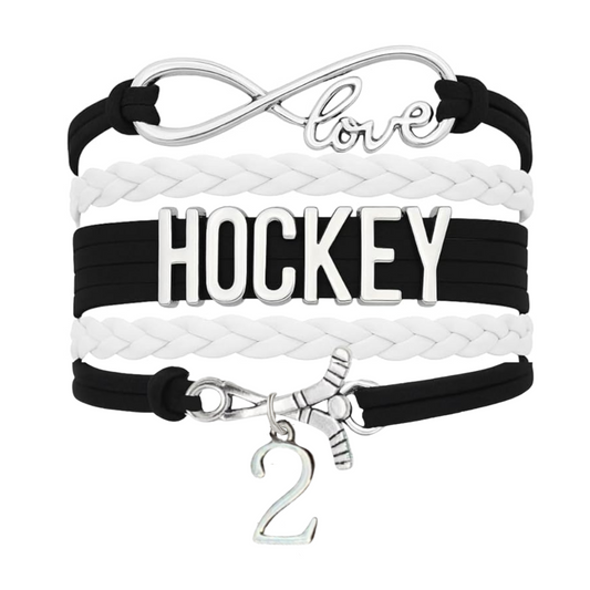 Personalized Hockey Jersey Number Bracelet -Pick Colors