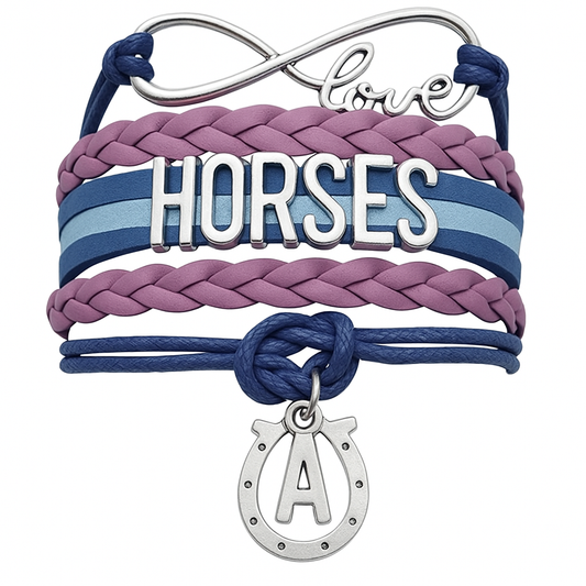 Horseshoe Initial Charm Bracelet - Pick Colors