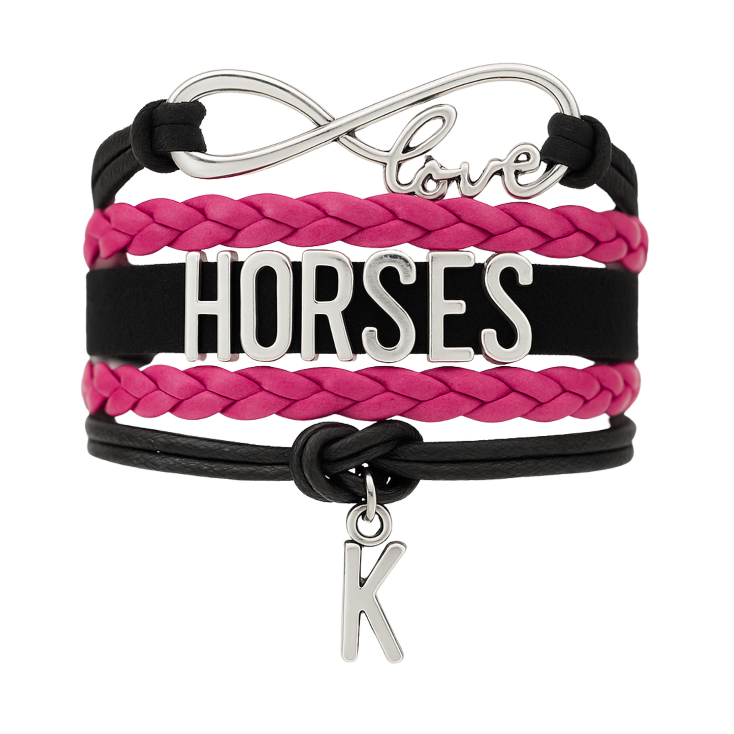 Personalized Horse Letter Charm Bracelet - Pick Color