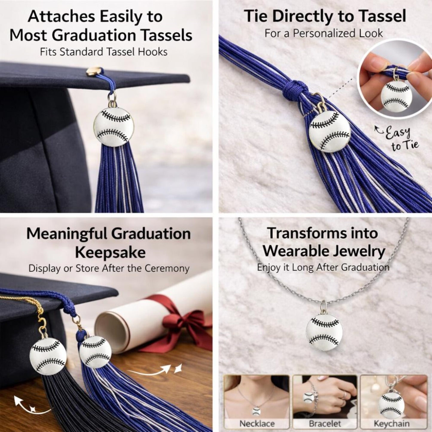 Baseball Tassel Charm