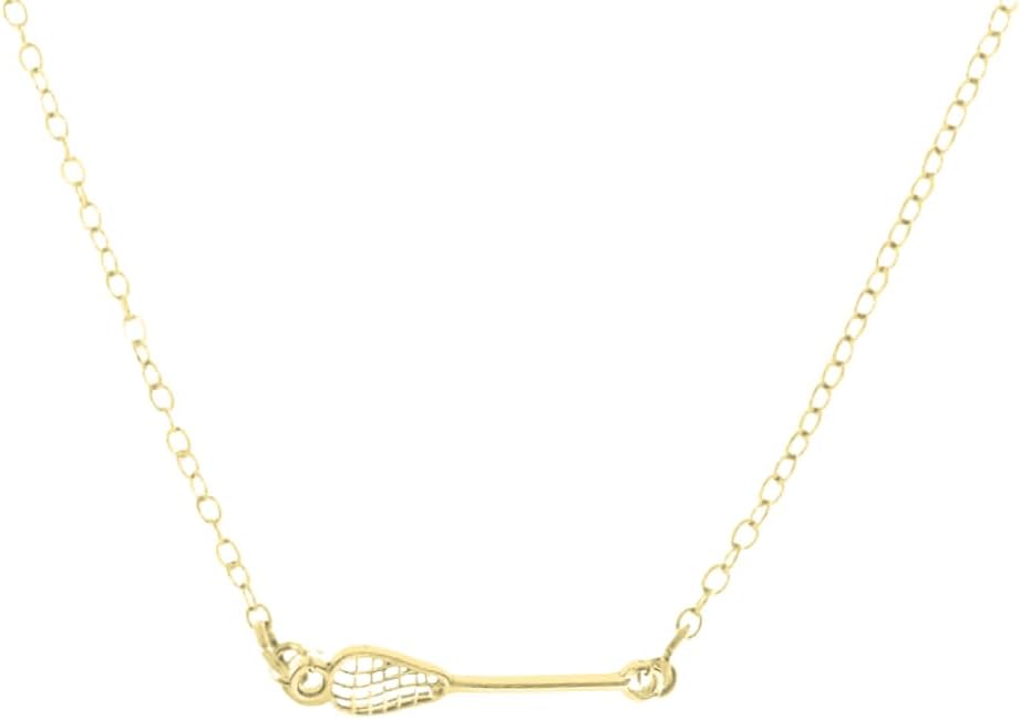 Simple gold-plated lacrosse charm necklace for girls and athletes