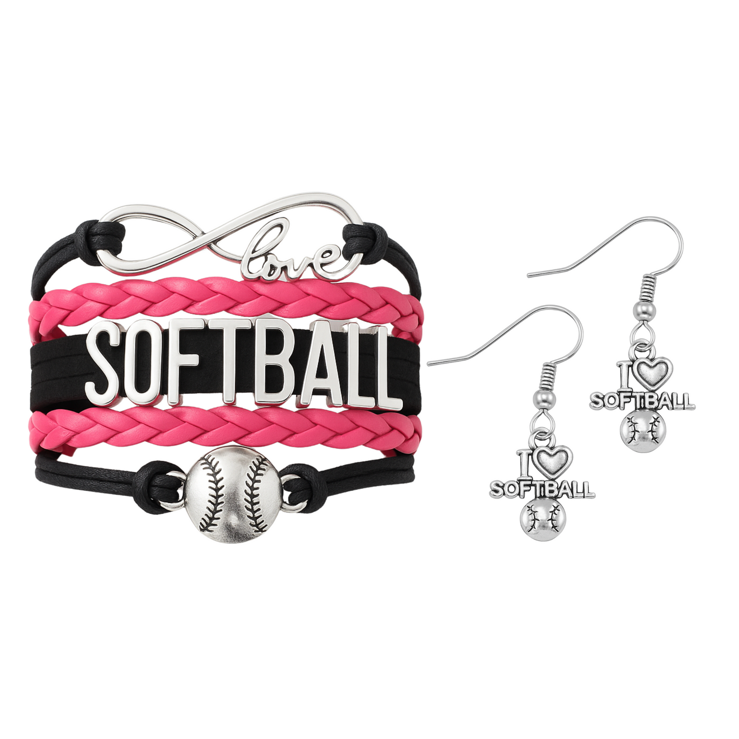Softball Jewelry Set ( Bracelet & Earrings)