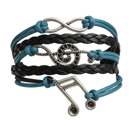 Music Note Charm Bracelet - Teal