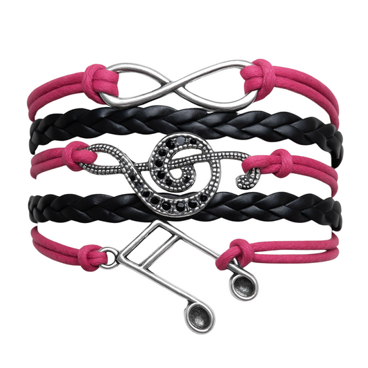 Music Note Charm Bracelet - Pink