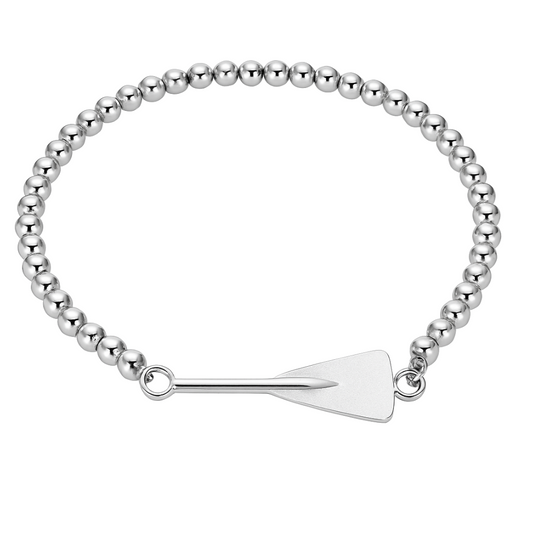 Silver Rowing Beaded Charm Bracelet