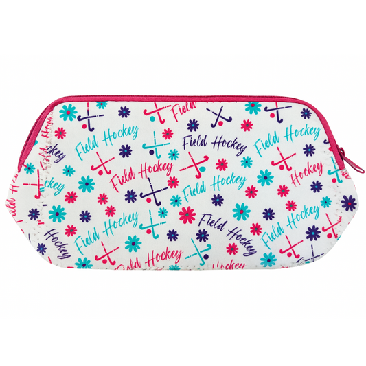 Field Hockey Pink Flower Cosmetic Bag