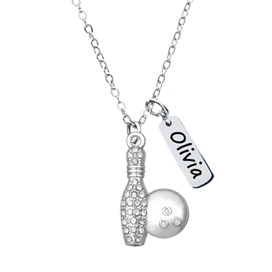 Personalized Engraved Bowling Necklace