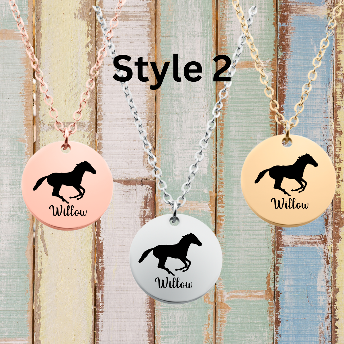 Engraved Horse Necklace