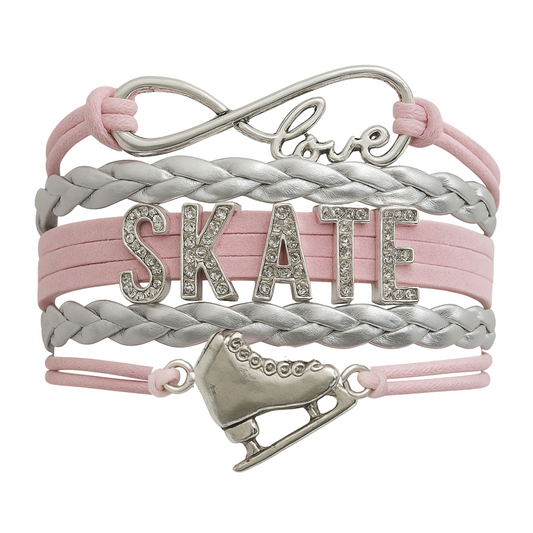 Girls Figure Skating Bracelet- Pink Rhinestone