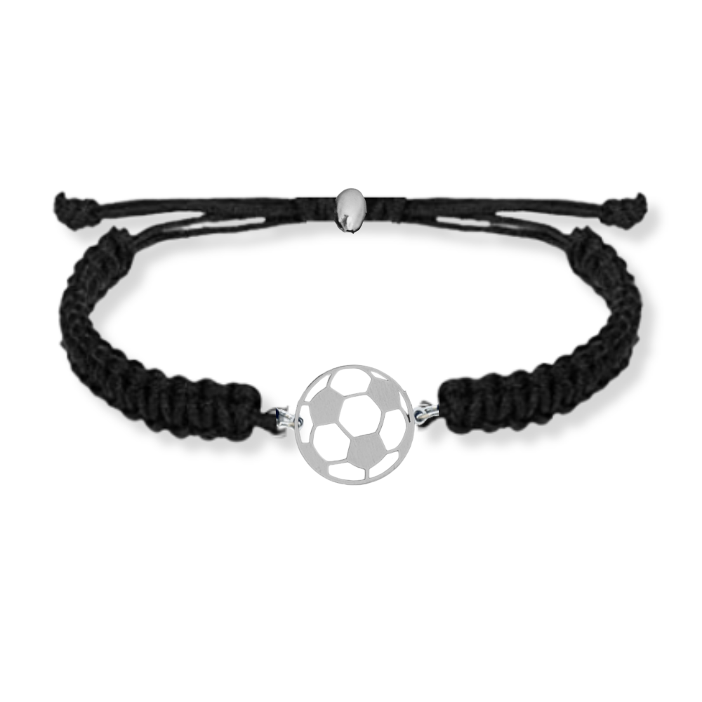 black Soccer Stainless Steel Rope Bracelet 