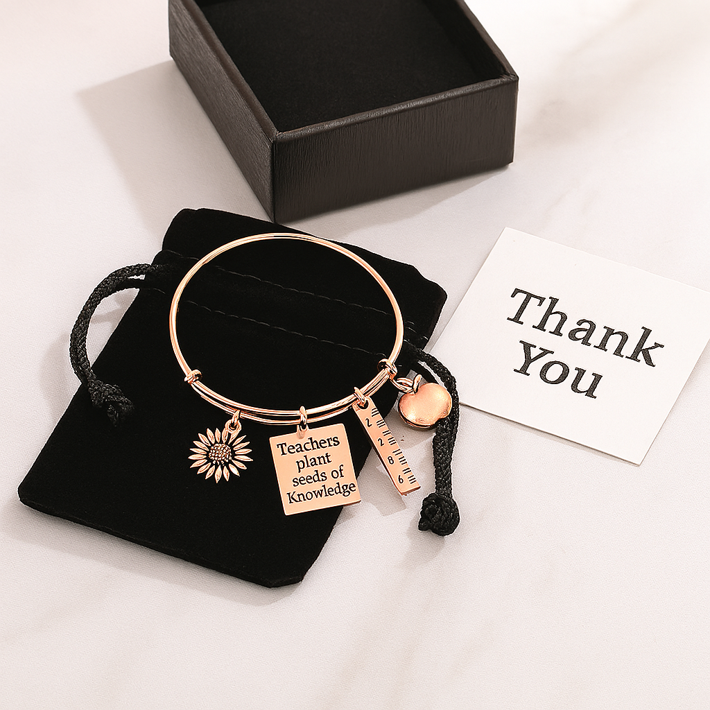 Teacher Bangle Bracelet- Rose Gold