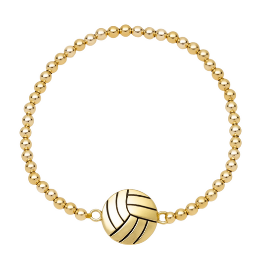 volleyball 14k Gold Beaded Bracelet for women, girls and teens, volleyball girt