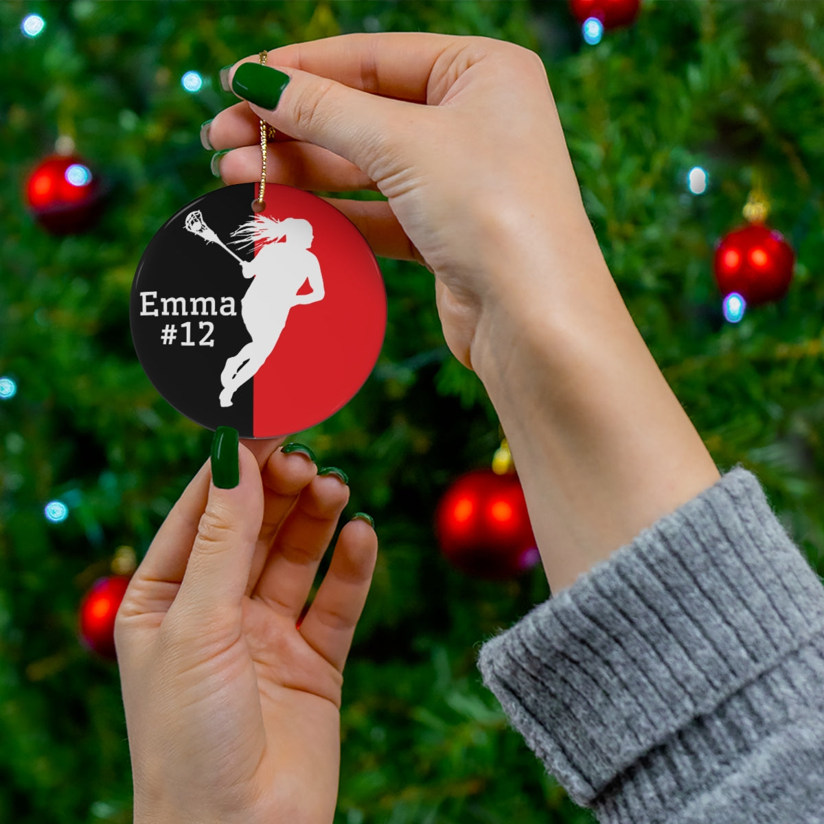 Personalized Girls Lacrosse Christmas Ornament