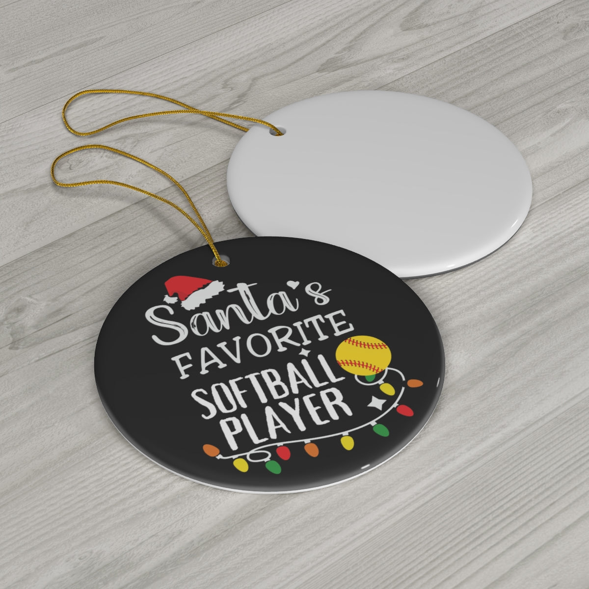 Softball Ornament, Santa's Favorite Softball Player Ceramic Ornament