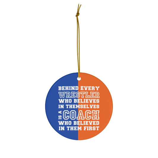 Wrestling Coach Ornament - Blue & Orange