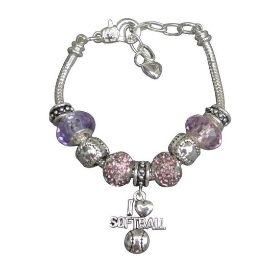 Softball Pandora Style Bracelet - Sportybella