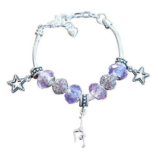 Girls Gymnastics European Bead Charm Bracelet - Sportybella
