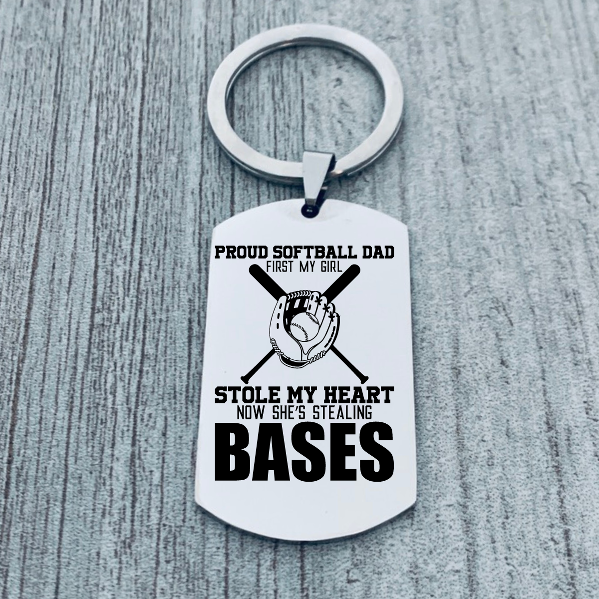 Softball Dad Keychain - Stole My Heart