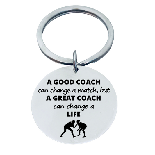 Girls Wrestling Coach Keychain - Great Coach is Hard to Find Coach Keychain