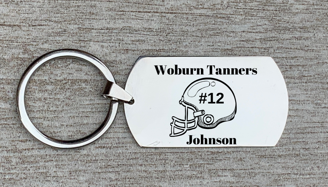 Personalized Engraved Football Keychain - Name and Number