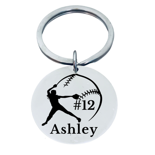 Personalized Softball Pitcher Keychain