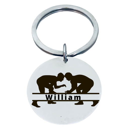 Personalized Engraved Wrestling Keychain