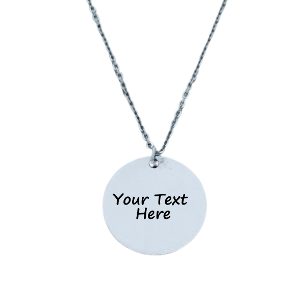 Engraved Round Stainless Steel Necklace
