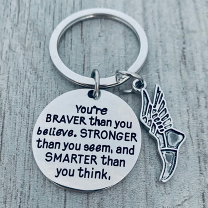 Track and Field You’re Braver than you Believe Inspirational Keychain