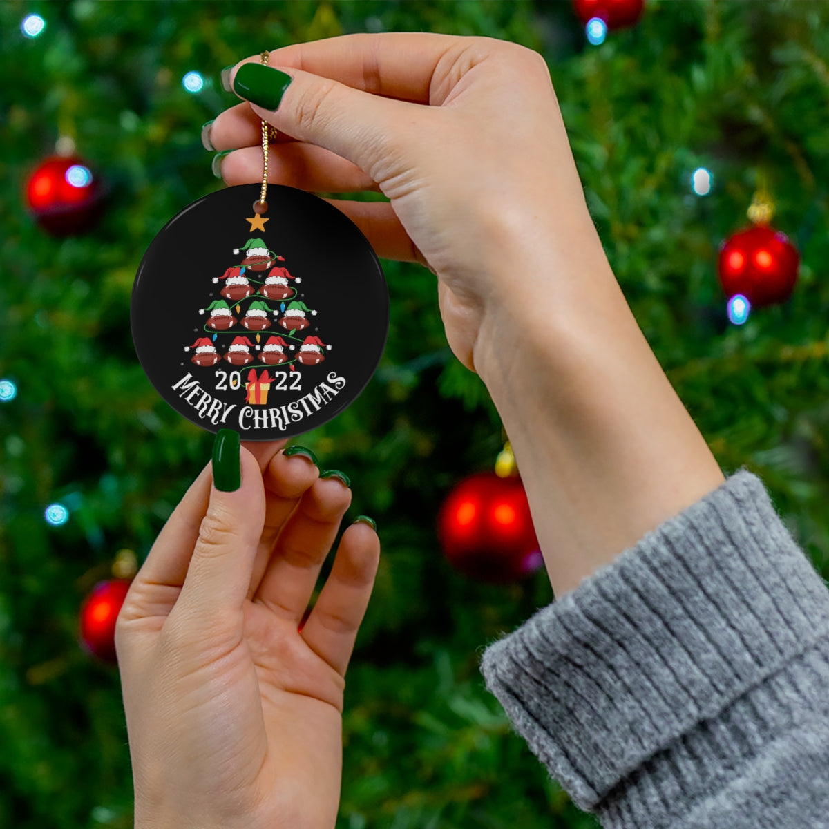 Football Christmas Tree Ornament