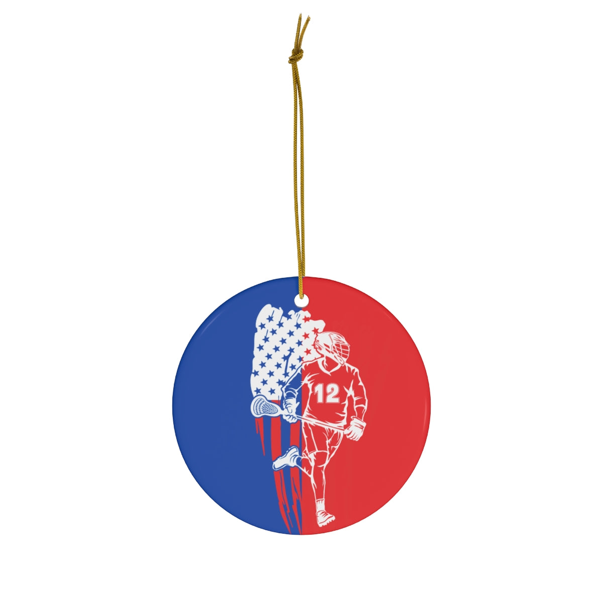 Personalized Boys Lacrosse Flag Christmas Ornament