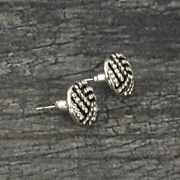 SportyBella volleyball earrings with rhinestones, silver-plated finish, and secure stud backing for active wear